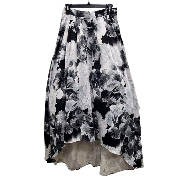 Jodi Kristopher Y2K Junior's Monochrome Floral Tulle Hi-Low Prom Formal Maxi‎ 3 - Picture 1 of 10